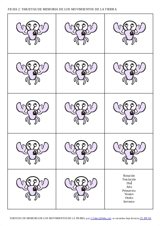 Imagen de la ficha 1: tarjetas recortables con la imagen de crabby