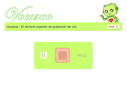 Captura de pantalla de Vocaroo