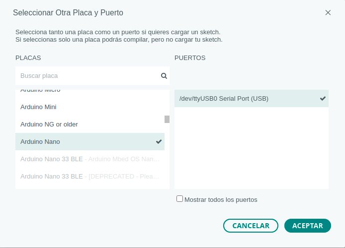 Arduino placa y puerto Arduino placa y puerto