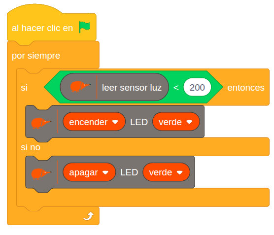 Ejemplo sensor luz