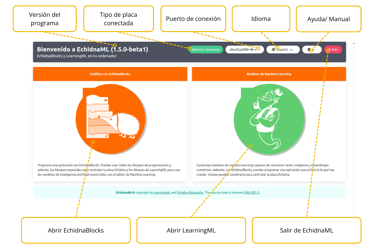 EchidnaML pantalla inicio